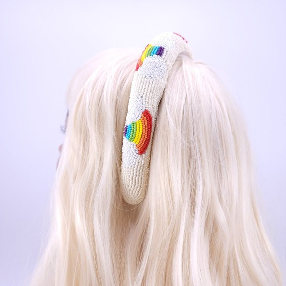 Rainbow headband, Rainbow, beaded headband, Padded headband, gift for her, - Picture 3 of 6